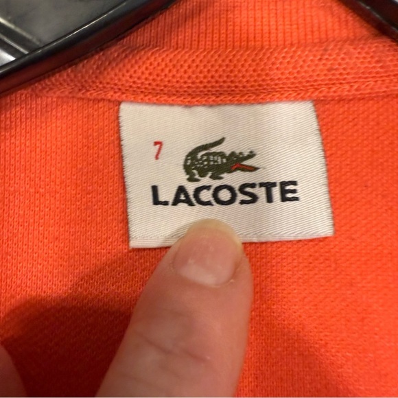 Lacoste Mens Polo Shirt Coral Sz 7 XL  Short Sleeve Gator Logo - Picture 3 of 8